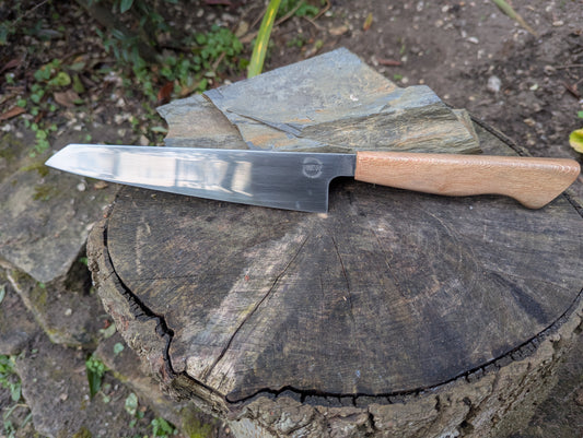 Handmade 8" Damasteel RWL34 stainless steel. Cade wood handle