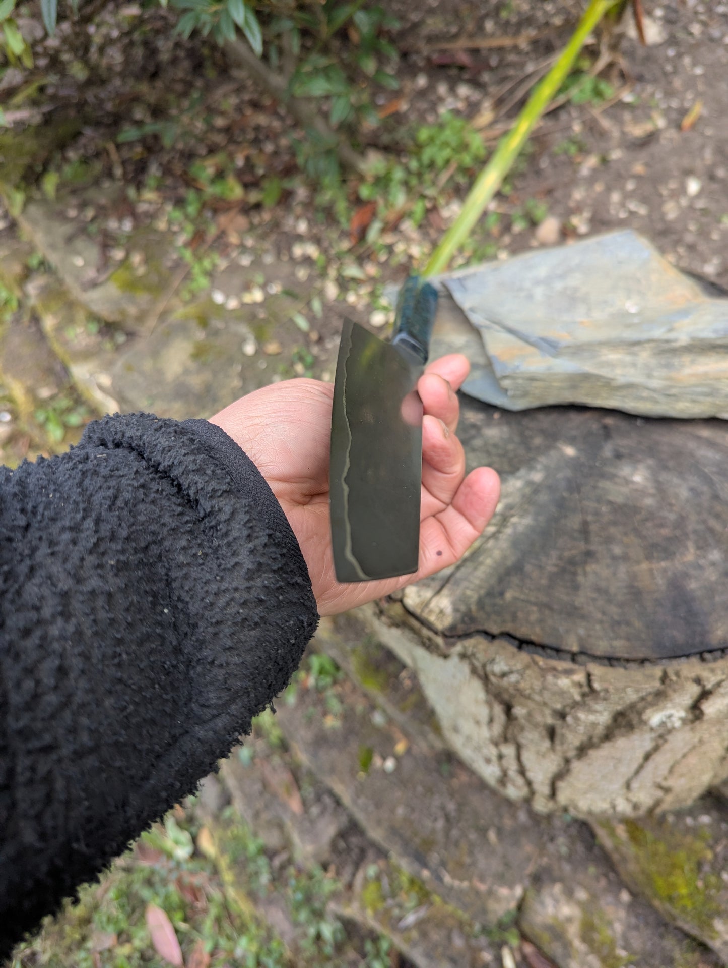 Hand-forged San-Mai ApexUltra core, 80crv2 and nickel. Amboyna burl