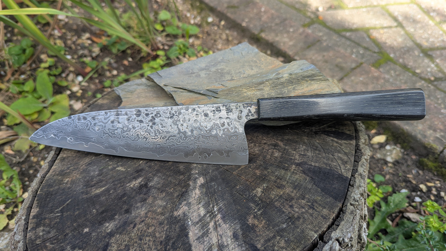 Handmade 8" ApexUltra-Nickel-Damascus, 5600 Years Old Bog Oak