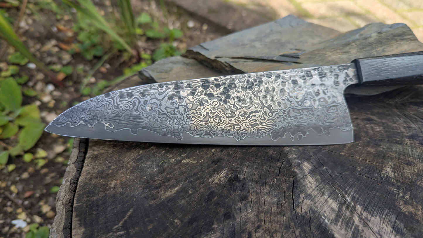 Handmade 8" ApexUltra-Nickel-Damascus, 5600 Years Old Bog Oak