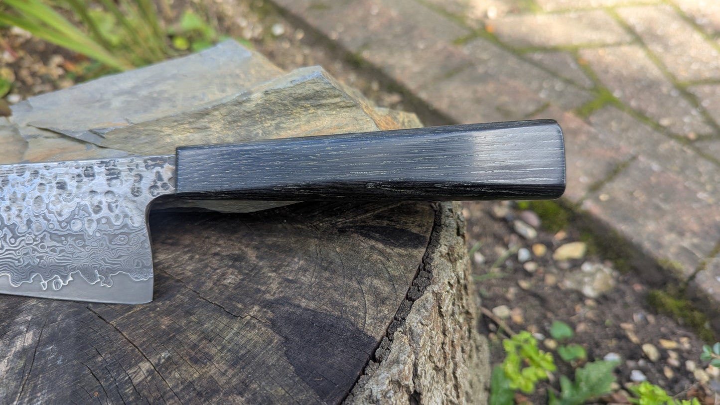 Handmade 8" ApexUltra-Nickel-Damascus, 5600 Years Old Bog Oak