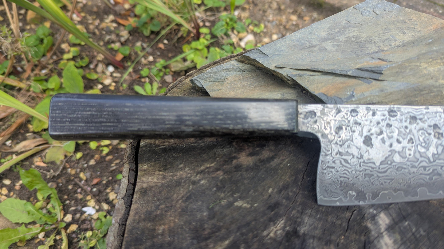Handmade 8" ApexUltra-Nickel-Damascus, 5600 Years Old Bog Oak