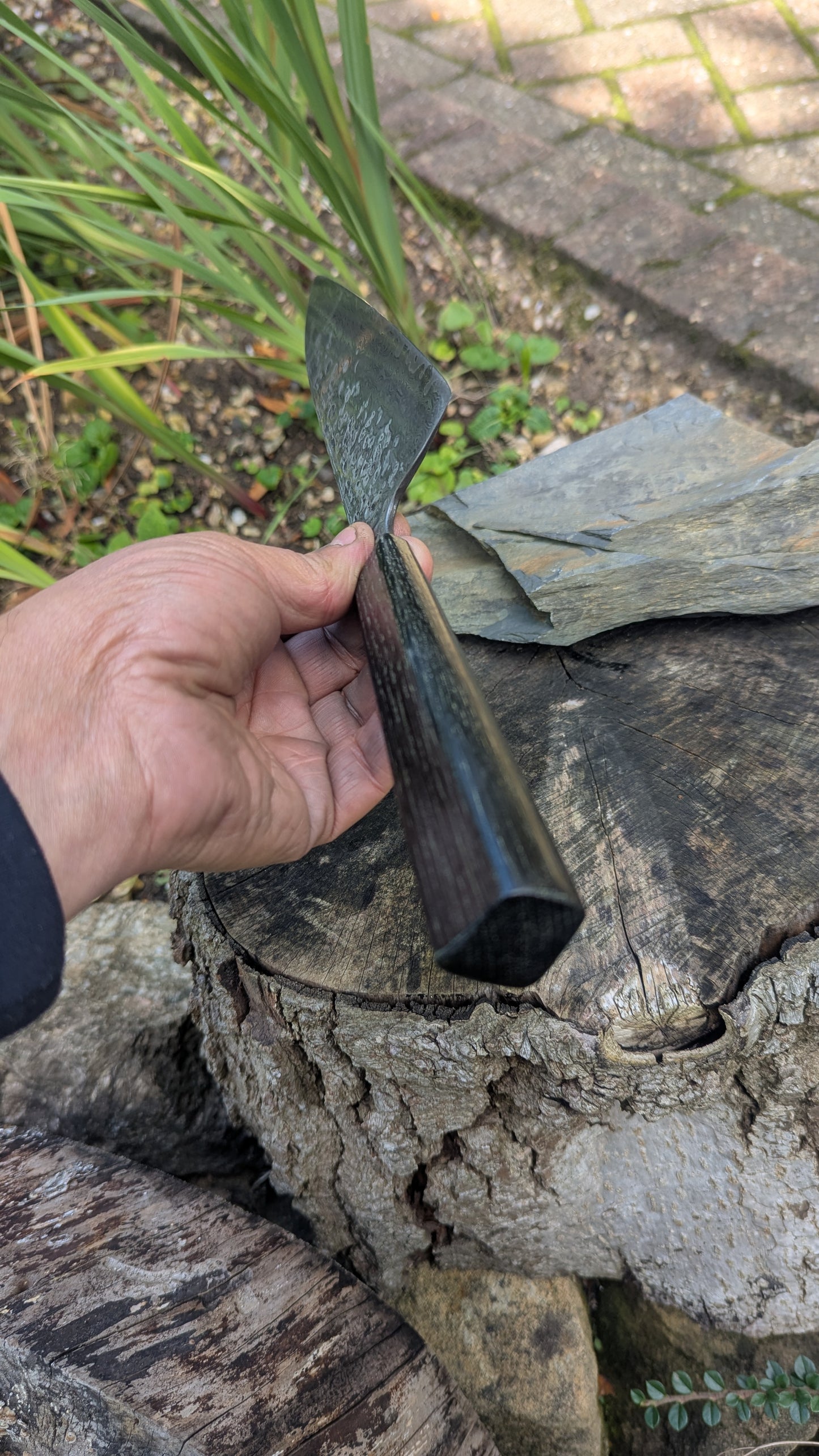 Handmade 8" ApexUltra-Nickel-Damascus, 5600 Years Old Bog Oak