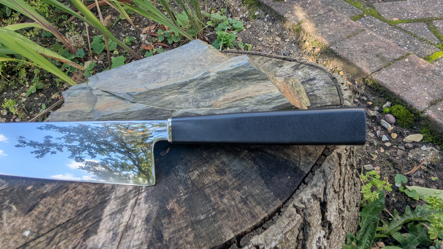 Handmade Swedish Stainless Steel Nakiri, Richlite Black Diamond Handle