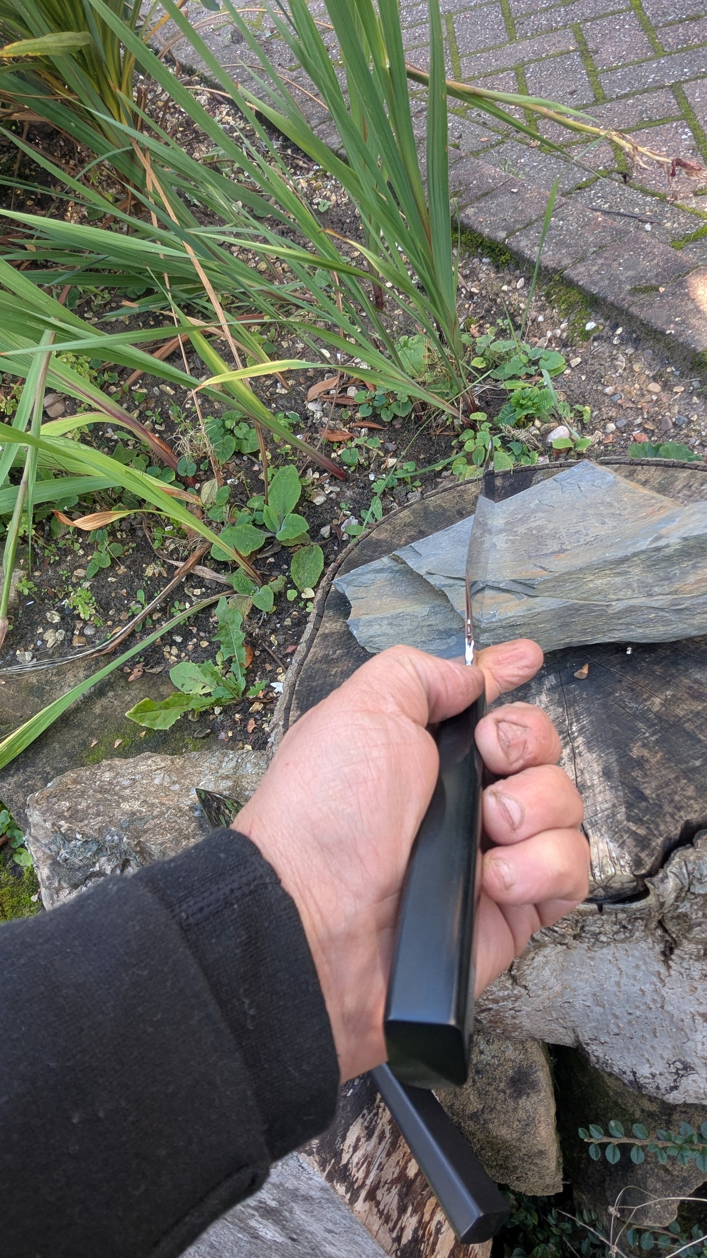 Handmade Swedish Stainless Steel Nakiri, Richlite Black Diamond Handle