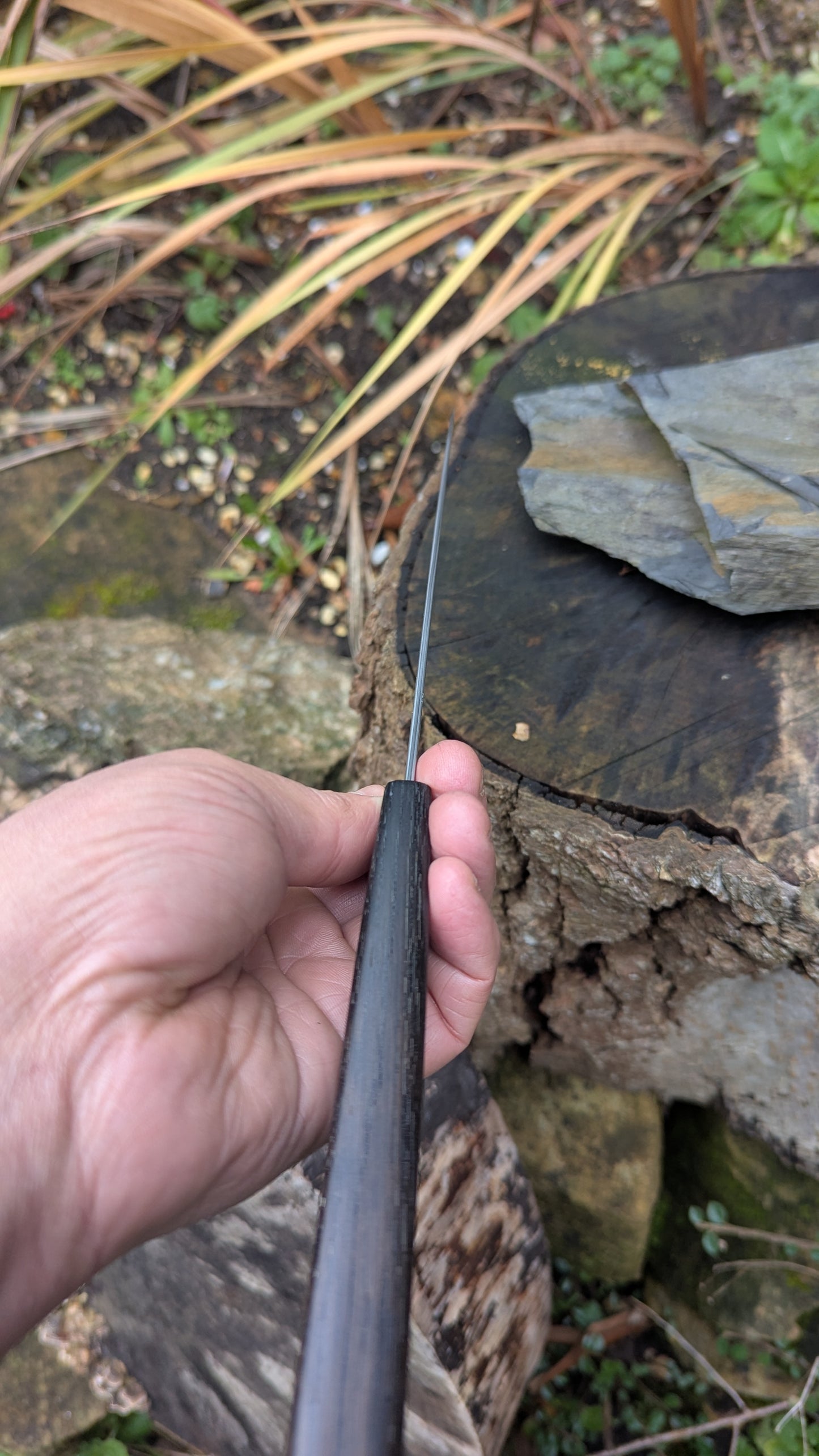 Hand Made 7" Takefu Super Blue Stainless Clad San Mai. 5600 years old Bog Oak handle