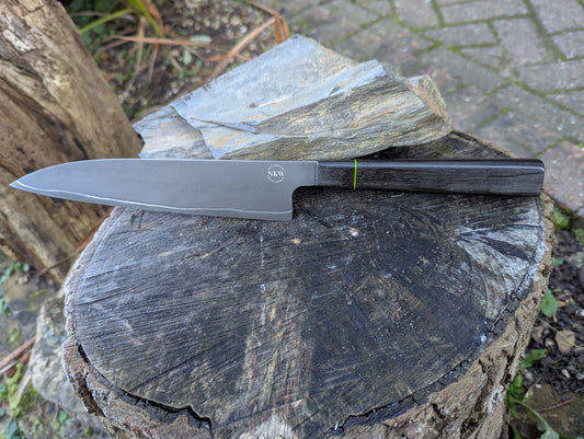 Hand-forged Dark-Mai ApexUltra core, 80crv2 and nickel. Bog oak with green G10 spacer