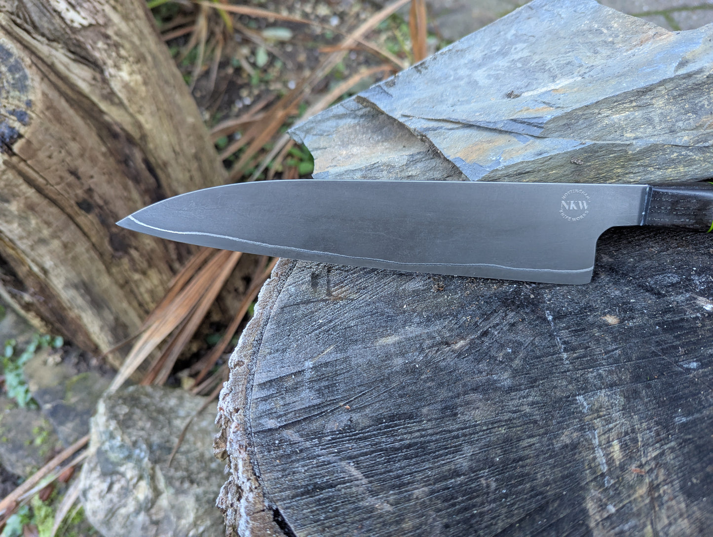 Hand-forged Dark-Mai ApexUltra core, 80crv2 and nickel. Bog oak with green G10 spacer