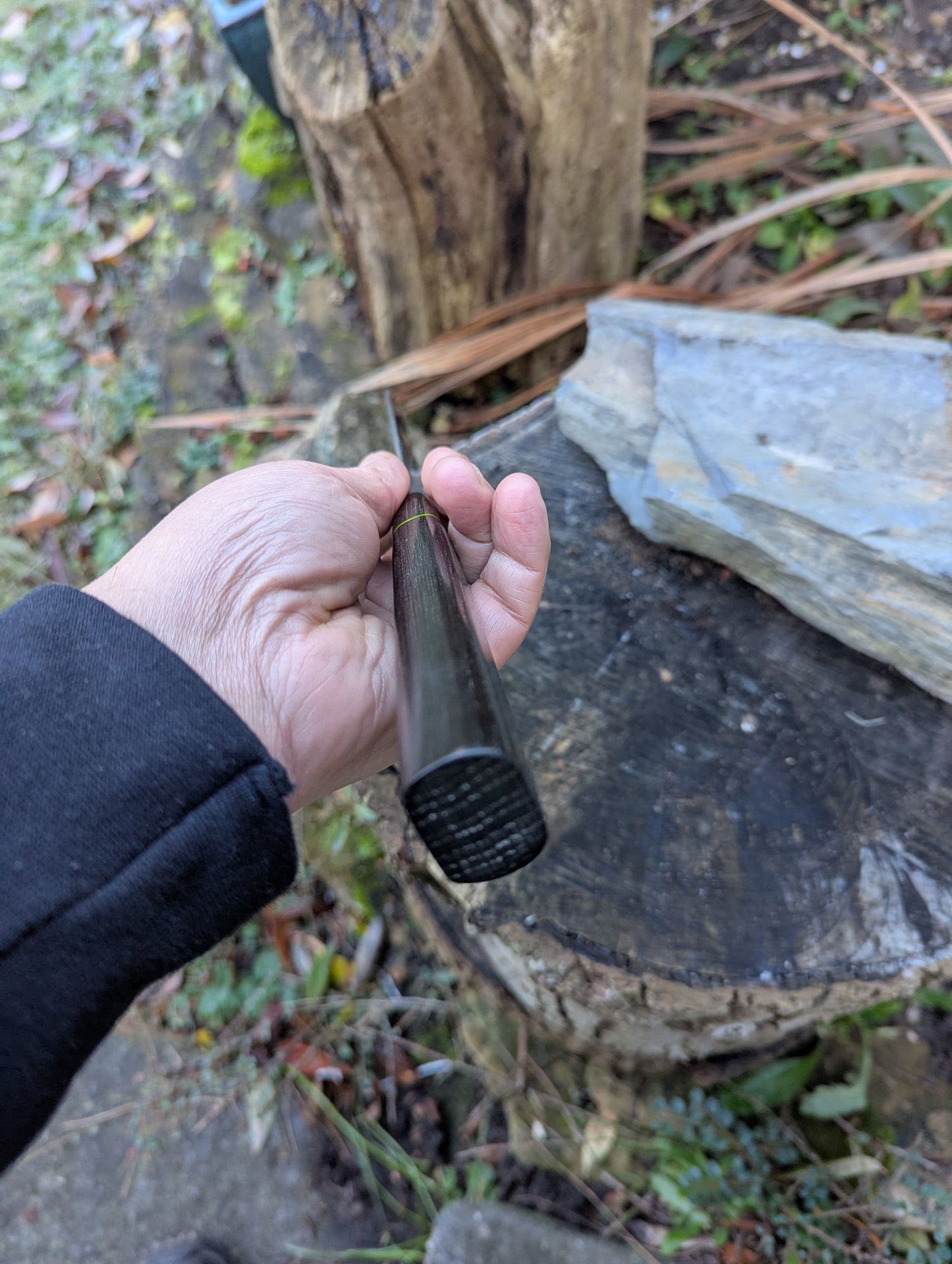 Hand-forged Dark-Mai ApexUltra core, 80crv2 and nickel. Bog oak with green G10 spacer