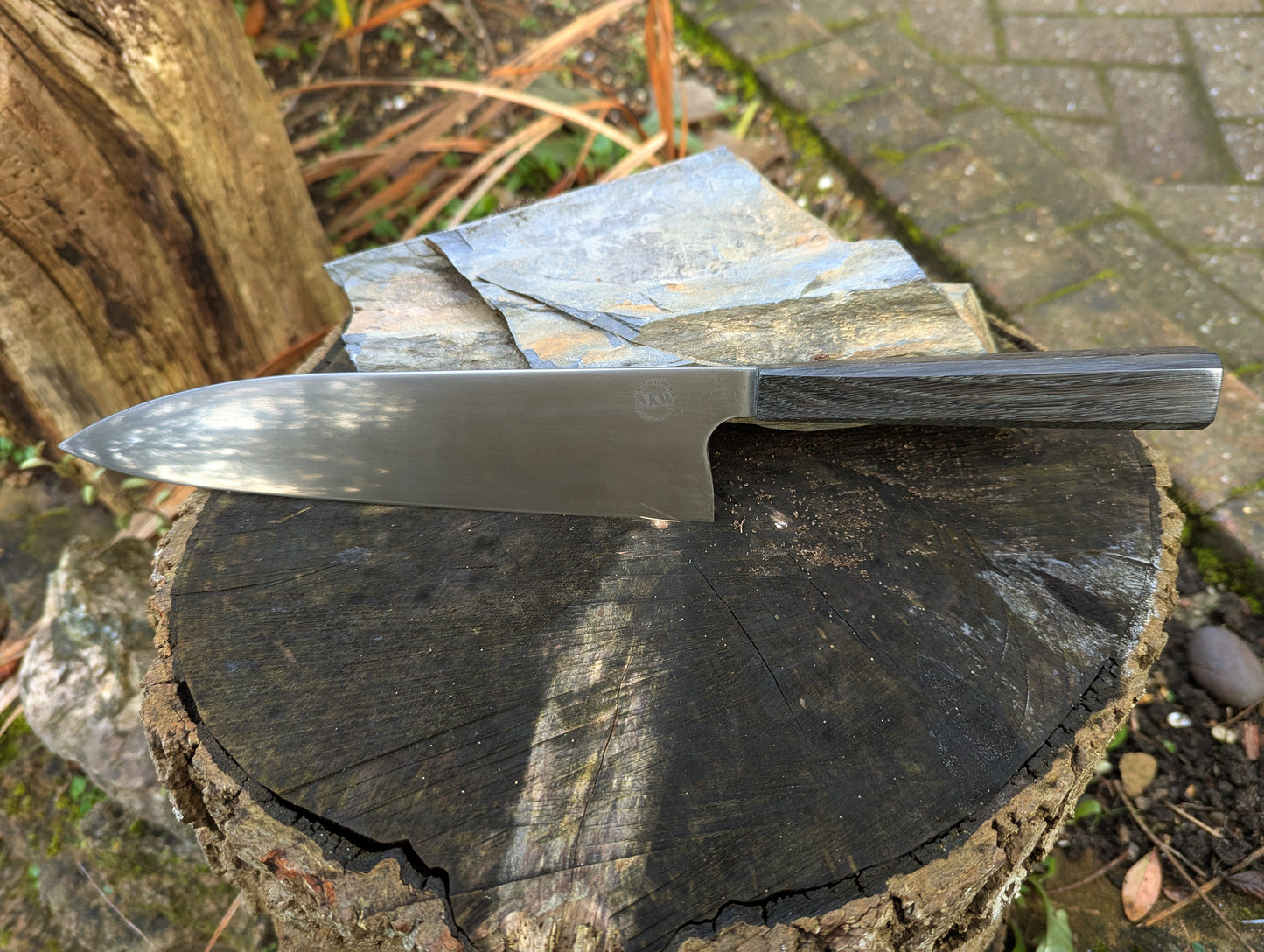 Hand made 8" ApexUltra carbon steel. 5600 years old bog oak