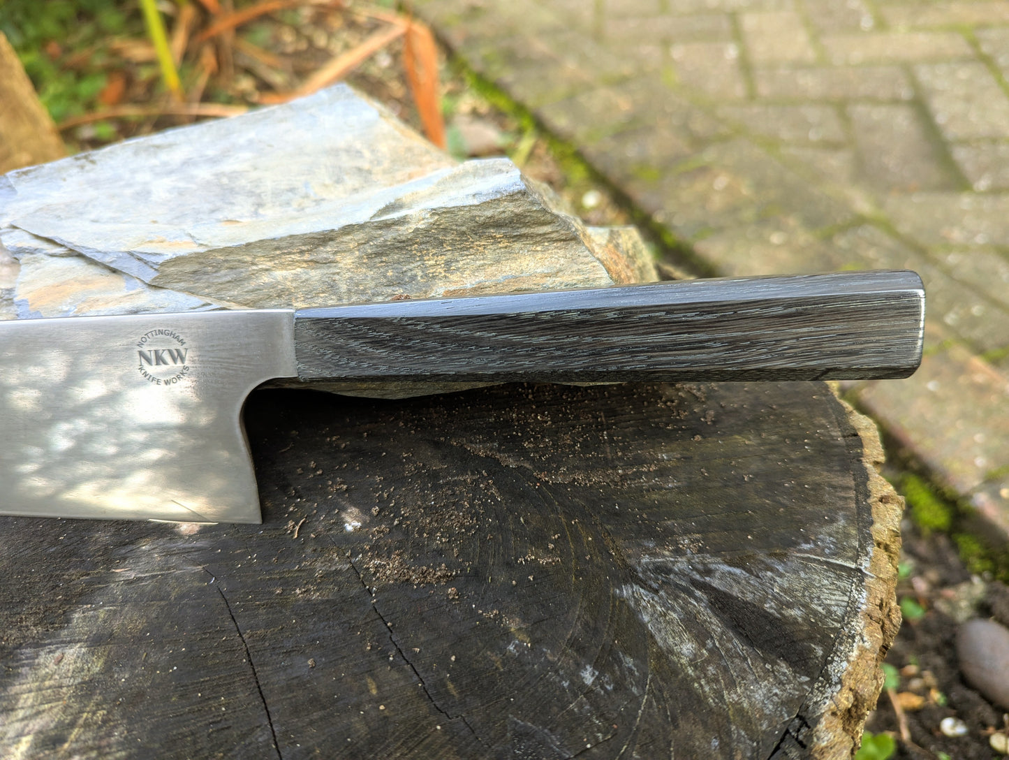 Hand made 8" ApexUltra carbon steel. 5600 years old bog oak