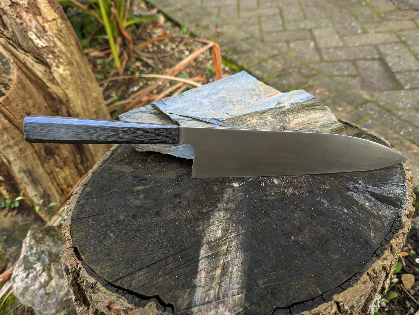 Hand made 8" ApexUltra carbon steel. 5600 years old bog oak