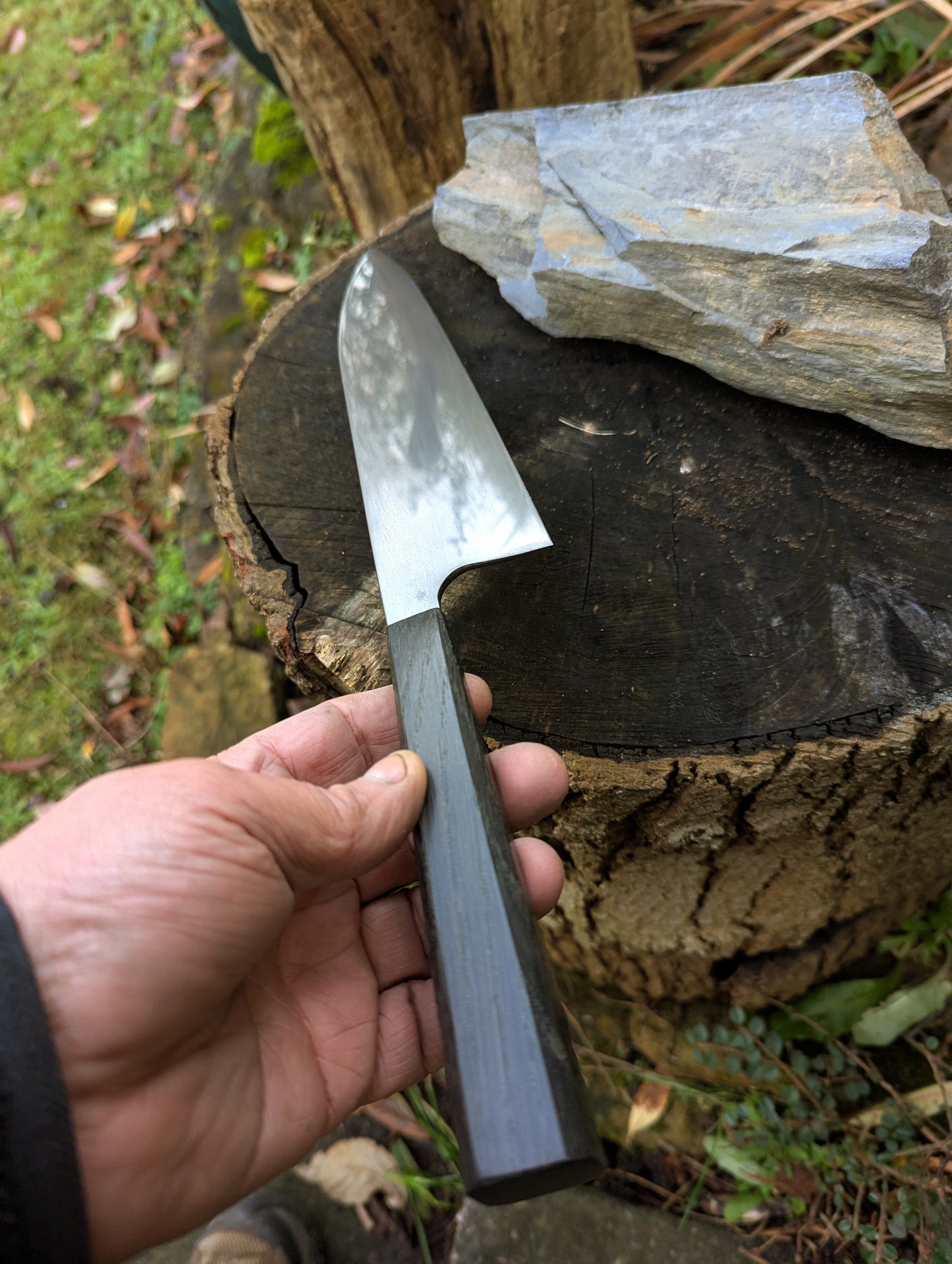 Hand made 8" ApexUltra carbon steel. 5600 years old bog oak