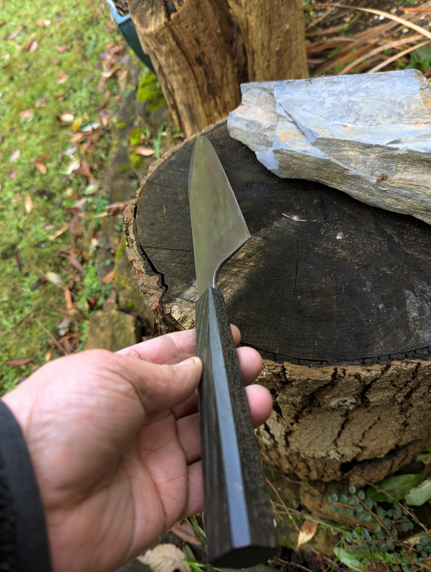 Hand made 8" ApexUltra carbon steel. 5600 years old bog oak