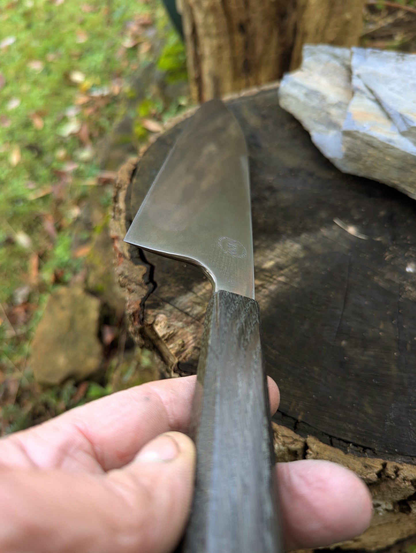 Hand made 8" ApexUltra carbon steel. 5600 years old bog oak