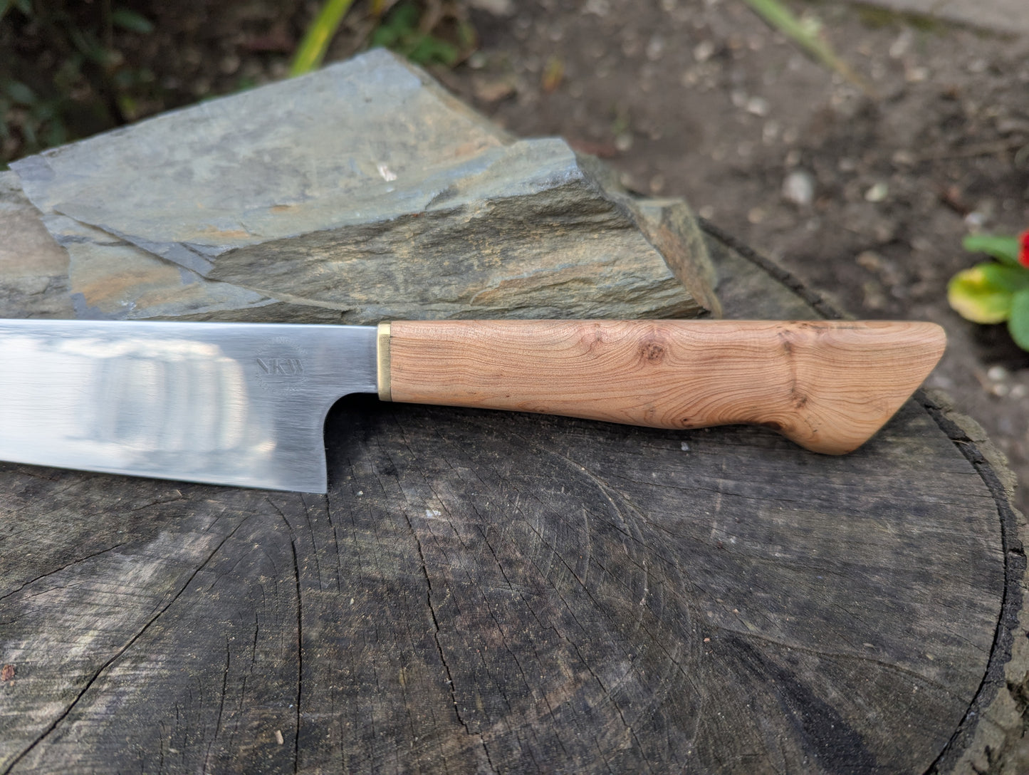 Hand made 8" Damasteel RWL34 stainless steel. Cade wood handle