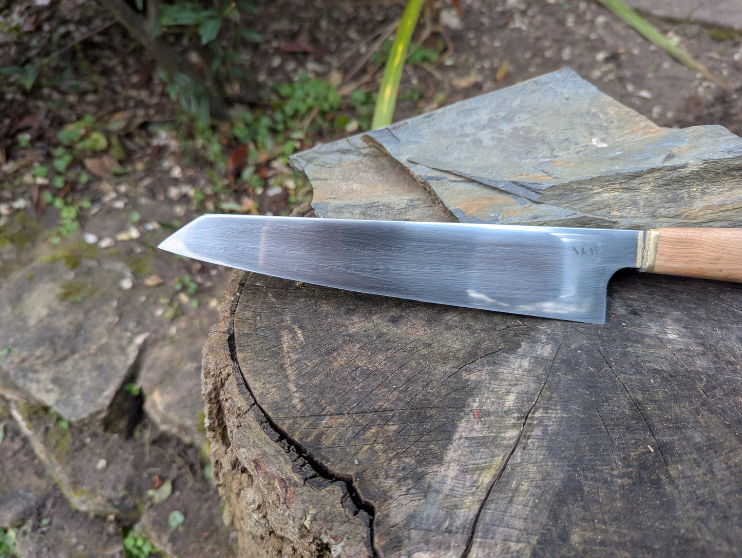 Hand made 8" Damasteel RWL34 stainless steel. Cade wood handle