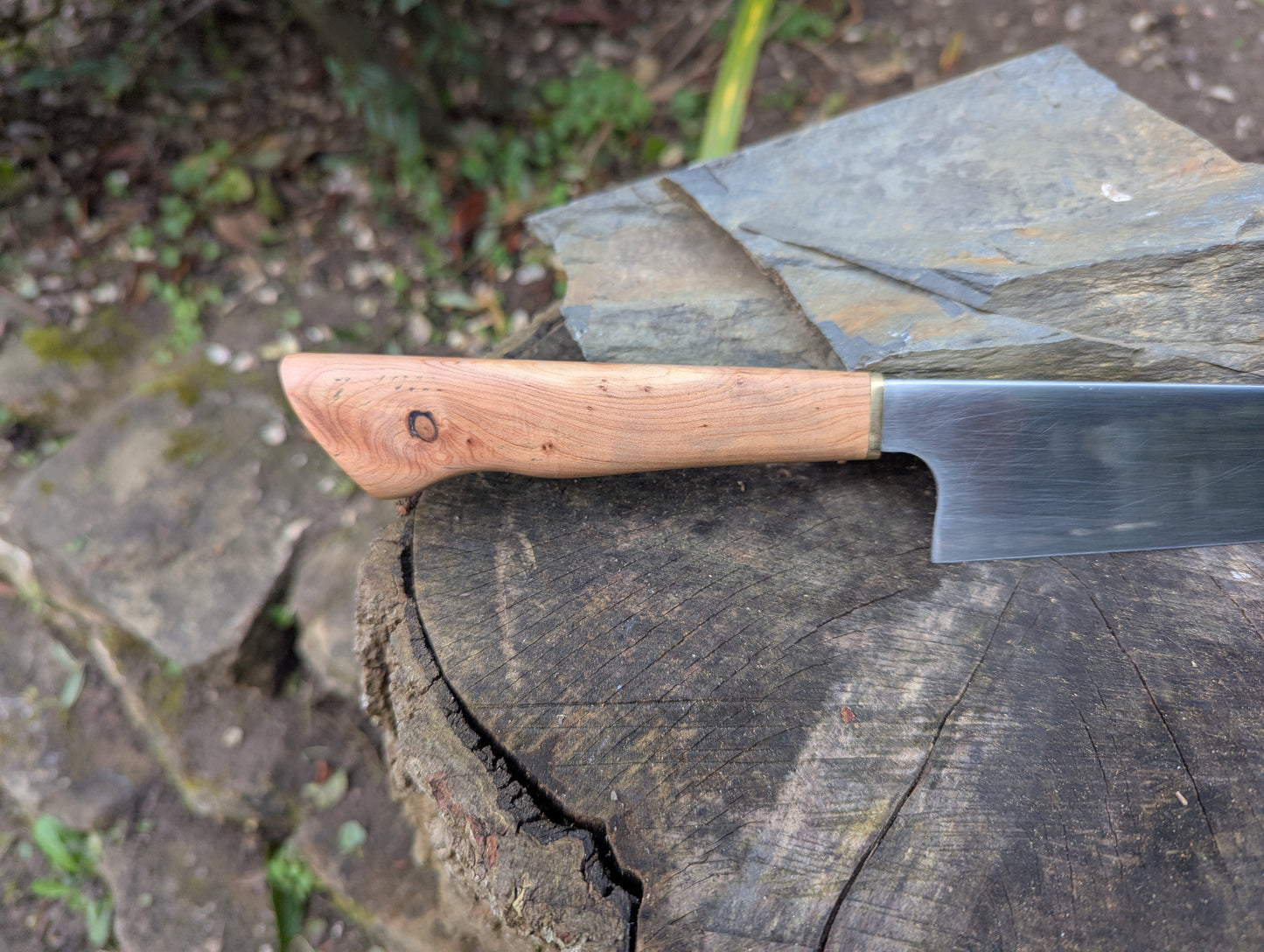 Hand made 8" Damasteel RWL34 stainless steel. Cade wood handle