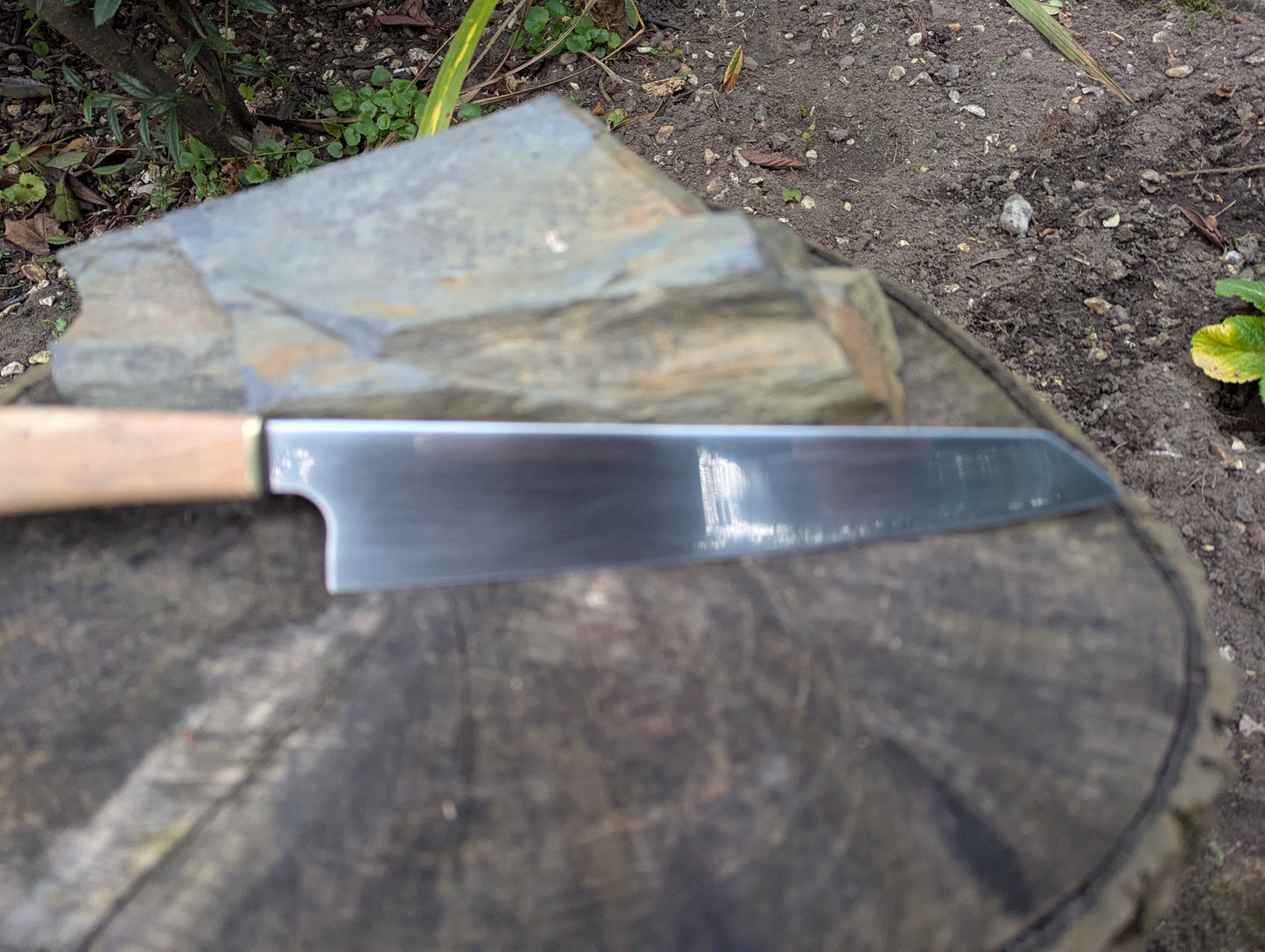 Hand made 8" Damasteel RWL34 stainless steel. Cade wood handle