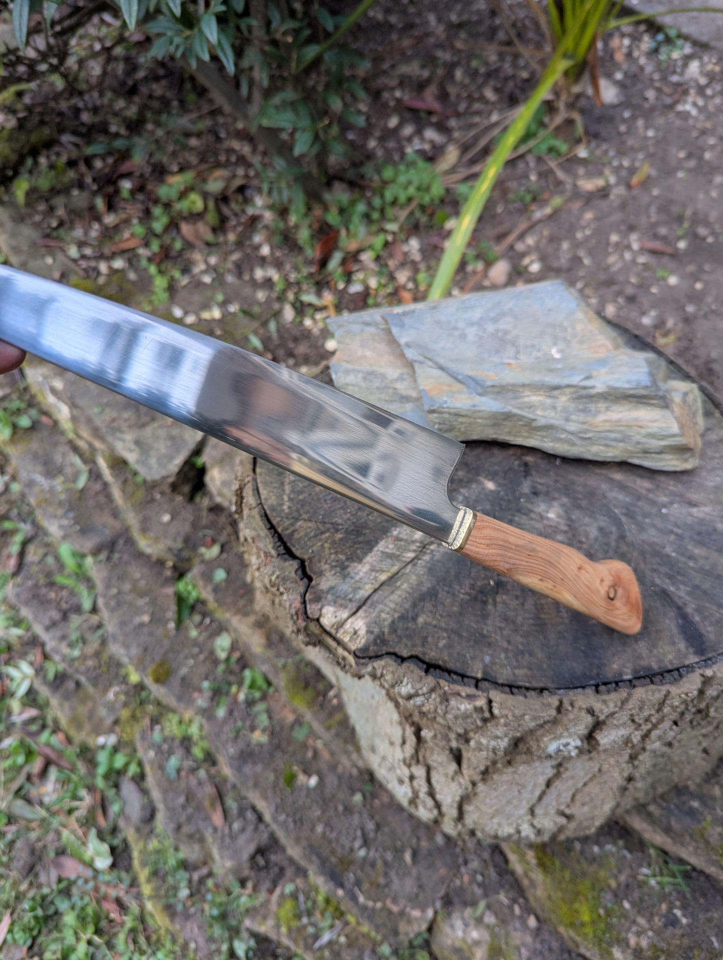 Hand made 8" Damasteel RWL34 stainless steel. Cade wood handle