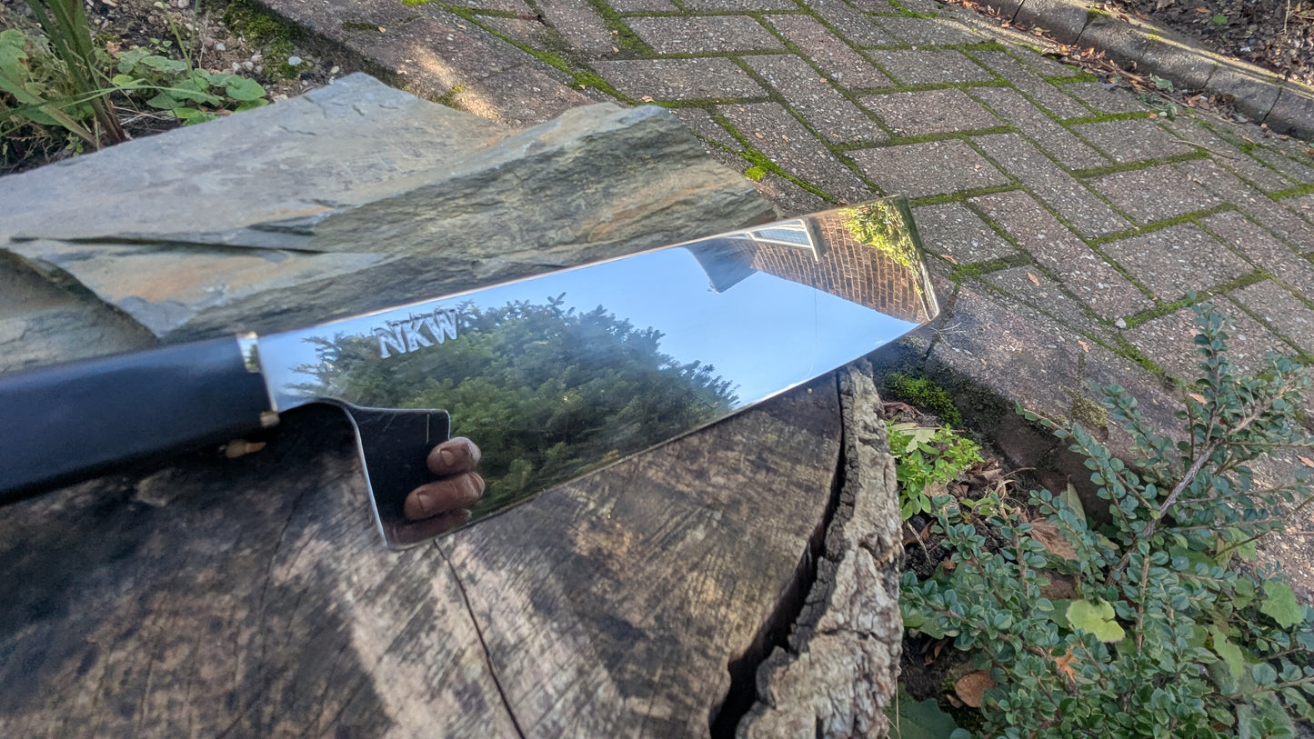 Handmade Swedish Stainless Steel Nakiri, Richlite Black Diamond Handle