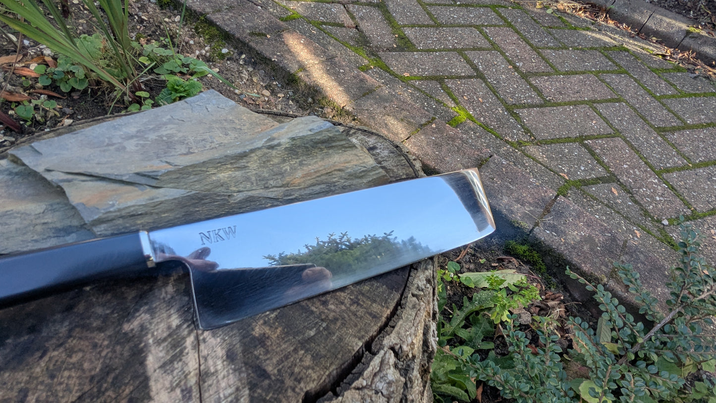 Handmade Swedish Stainless Steel Nakiri, Richlite Black Diamond Handle