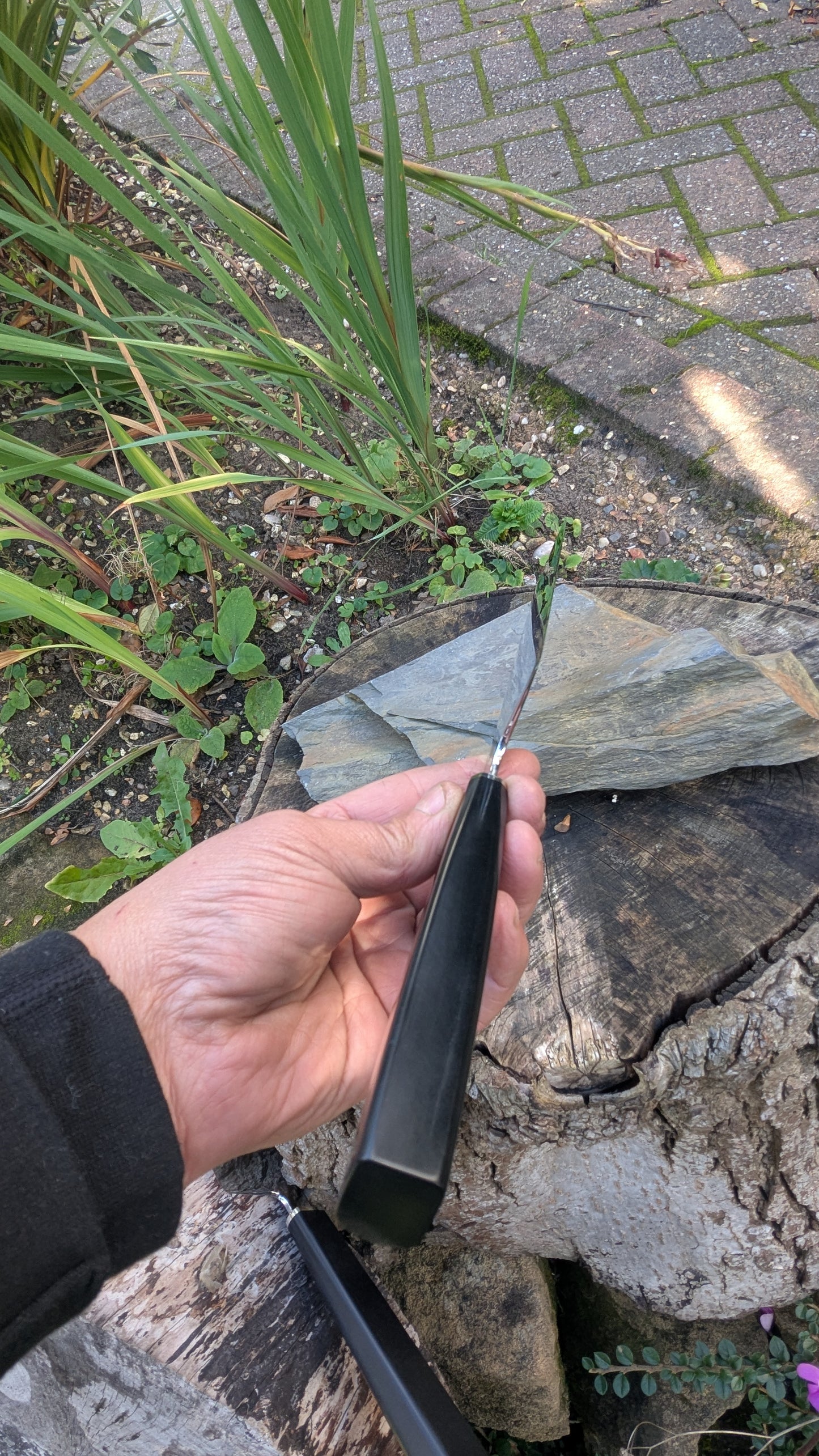 Handmade Swedish Stainless Steel Nakiri, Richlite Black Diamond Handle
