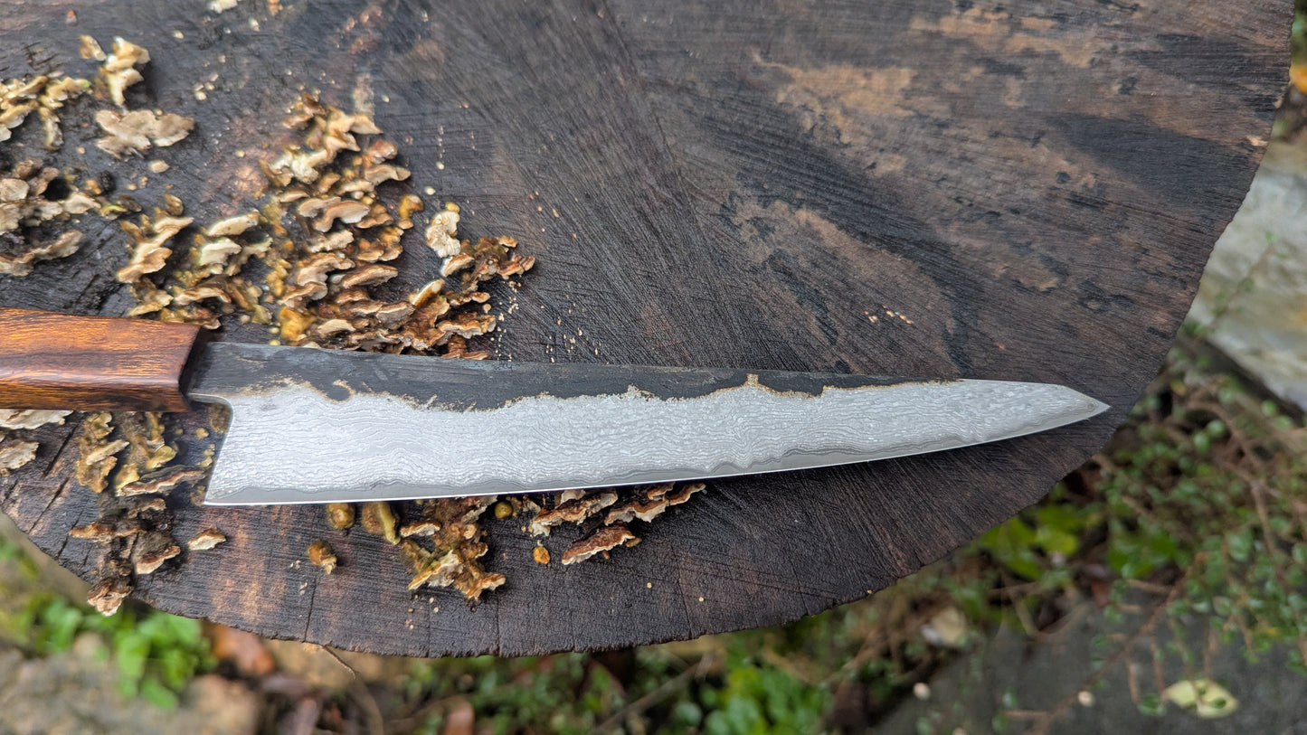 Kiritsuke 180mm Takefu VG10 Suminagashi knife. Desert Ironwood Handle