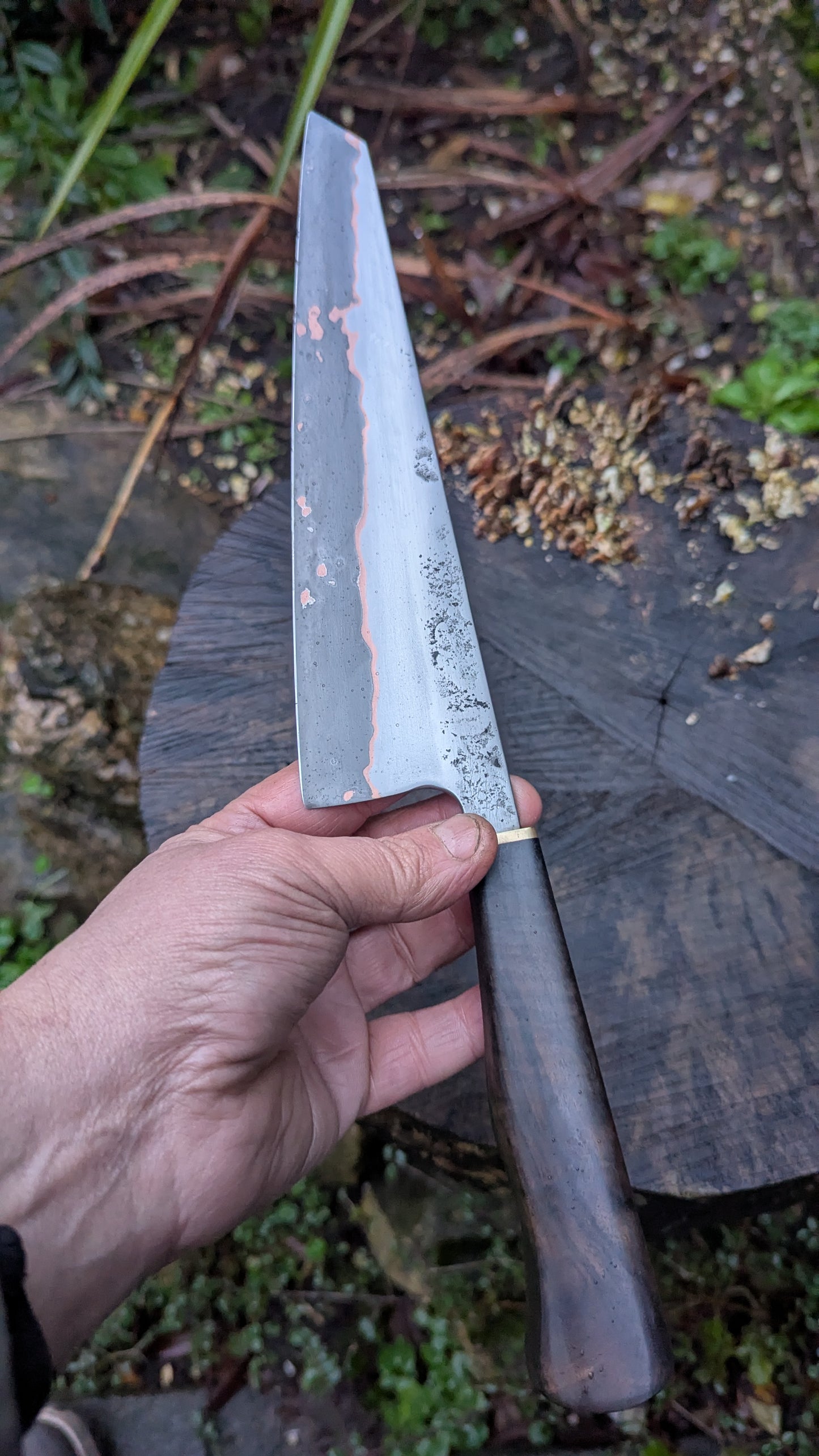 Hand Made 8" Takefu Cu-Mai : DPS V-Toku2 Core Stainless Steel Clad San Mai. Turkish Walnut handle