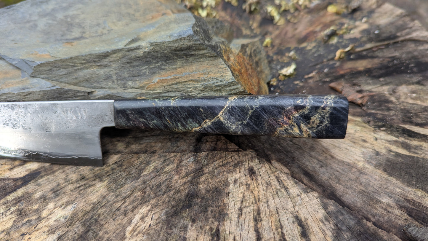 Kiritsuke 170mm. Takefu Super Blue Stainless Clad San Mai. Box Elder handleHandle