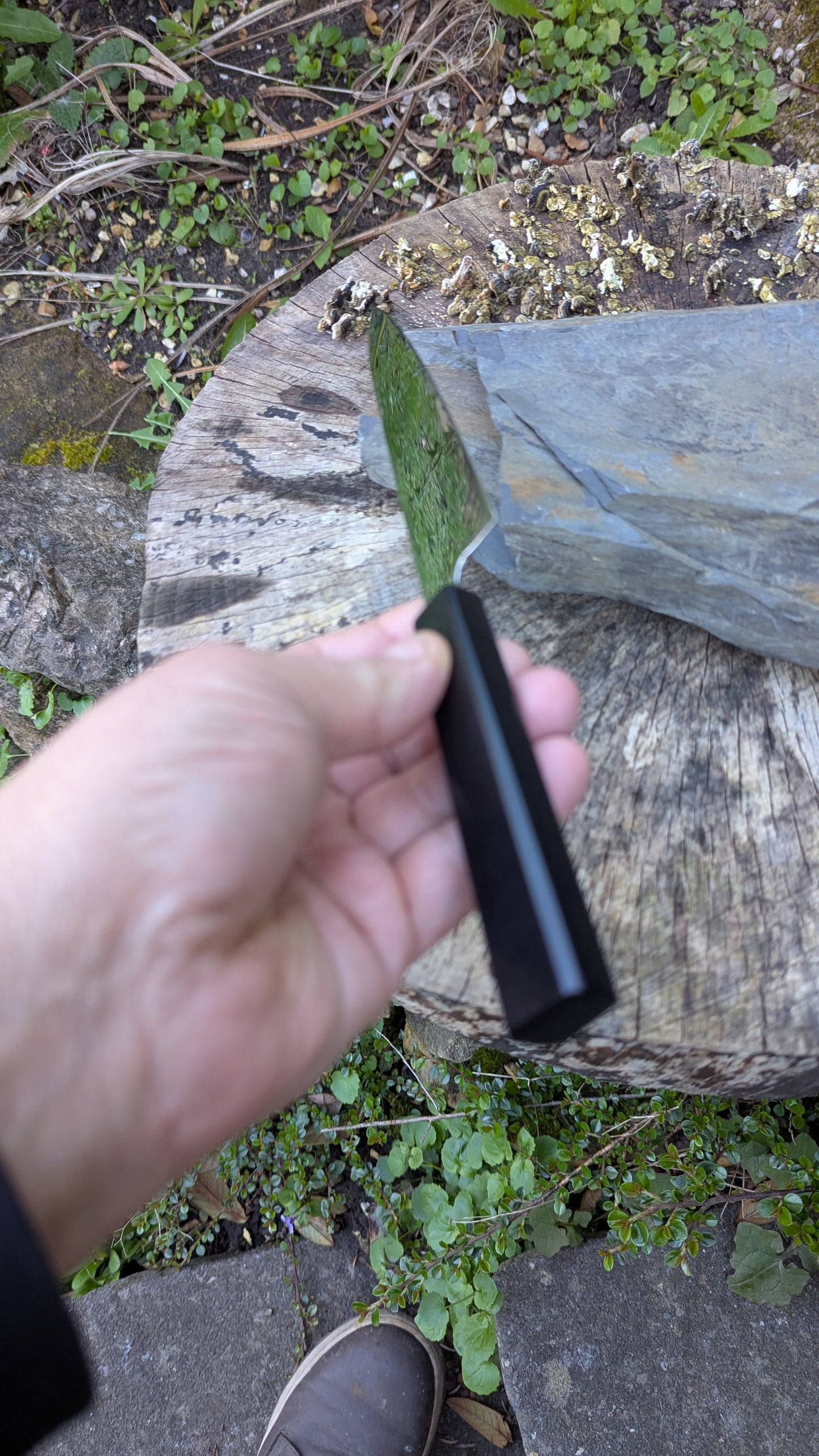 Hand made 145mm Alleima® 10C28Mo2 stainless steel Petty knife. Richlite Black Diamond Handle