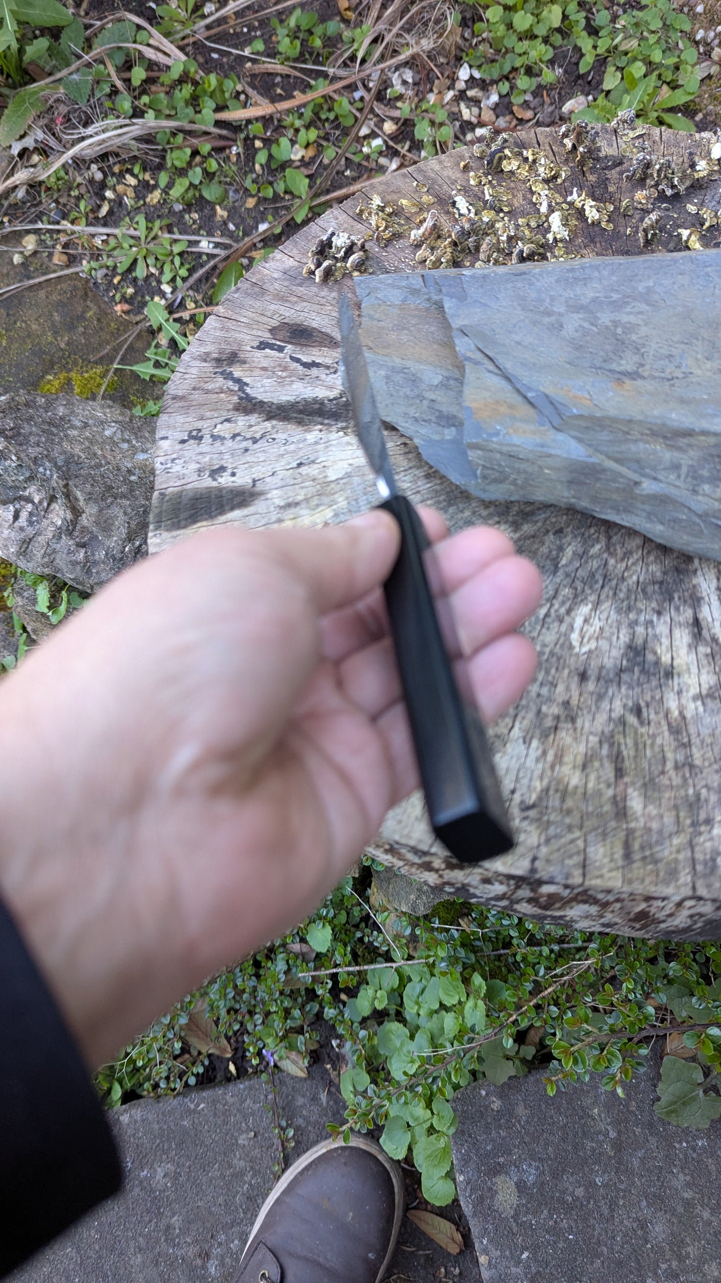 Hand made 145mm Alleima® 10C28Mo2 stainless steel Petty knife. Richlite Black Diamond Handle