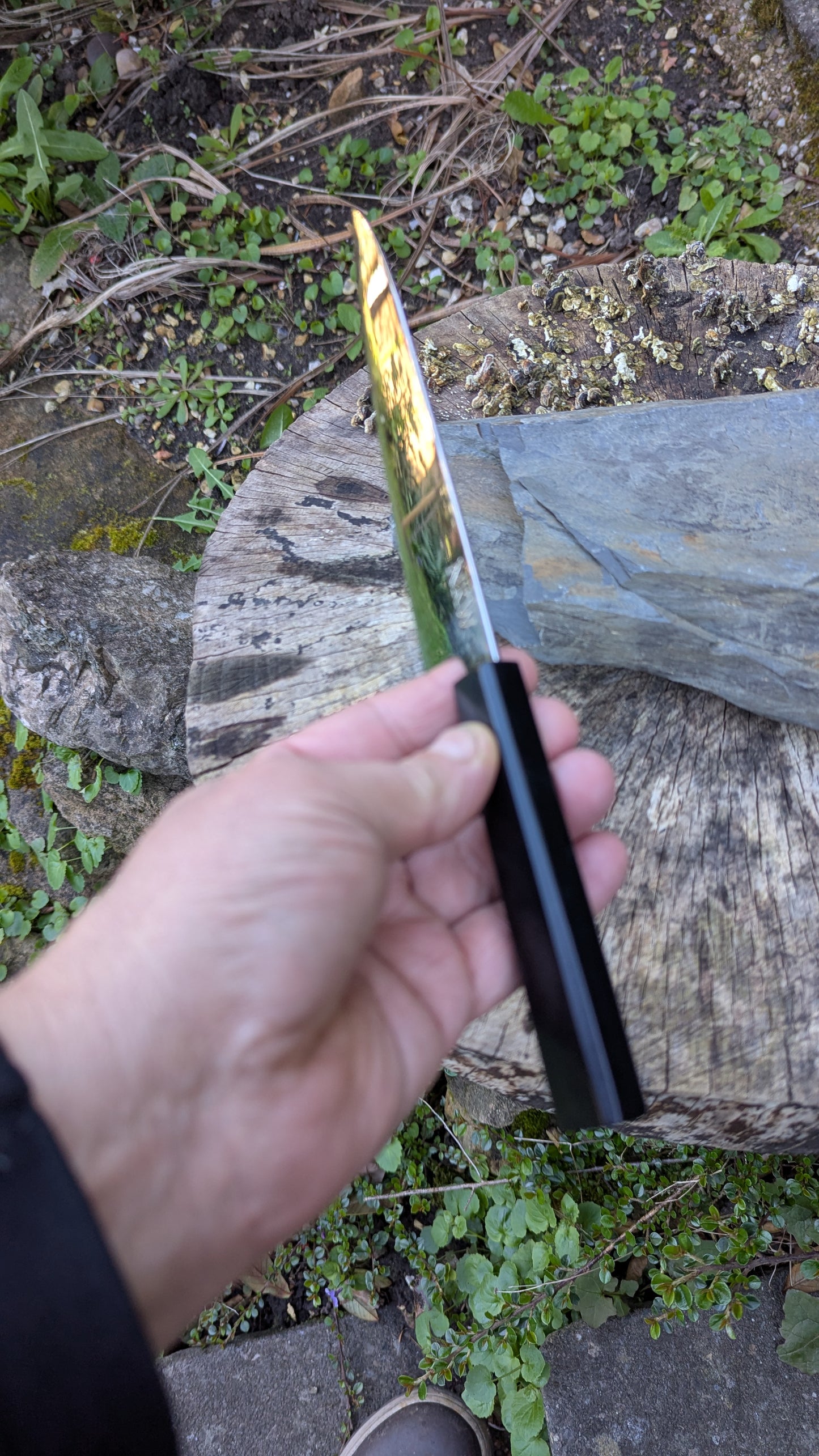 Hand made 145mm Alleima® 10C28Mo2 stainless steel Petty knife. Richlite Black Diamond Handle