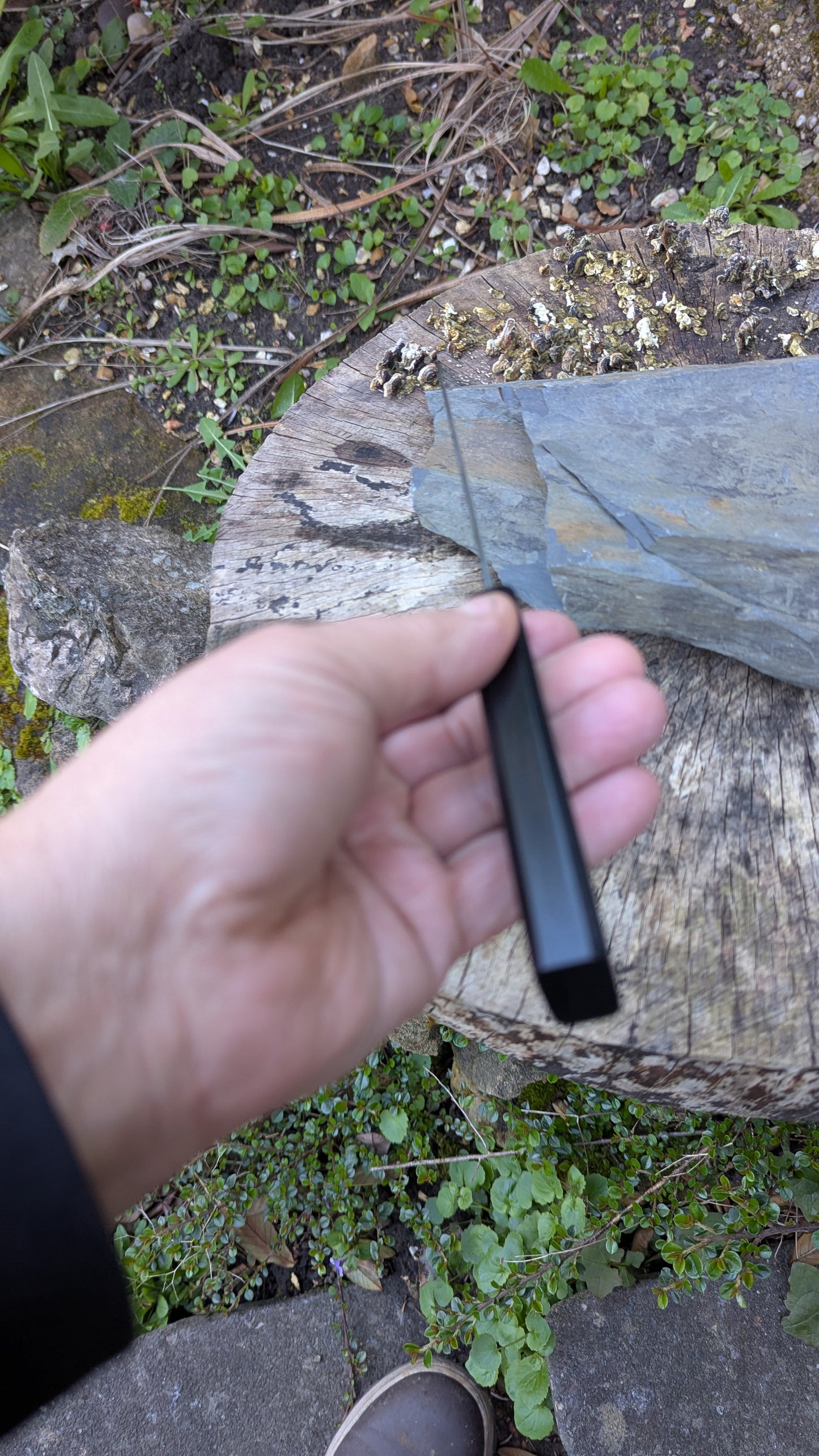 Hand made 145mm Alleima® 10C28Mo2 stainless steel Petty knife. Richlite Black Diamond Handle