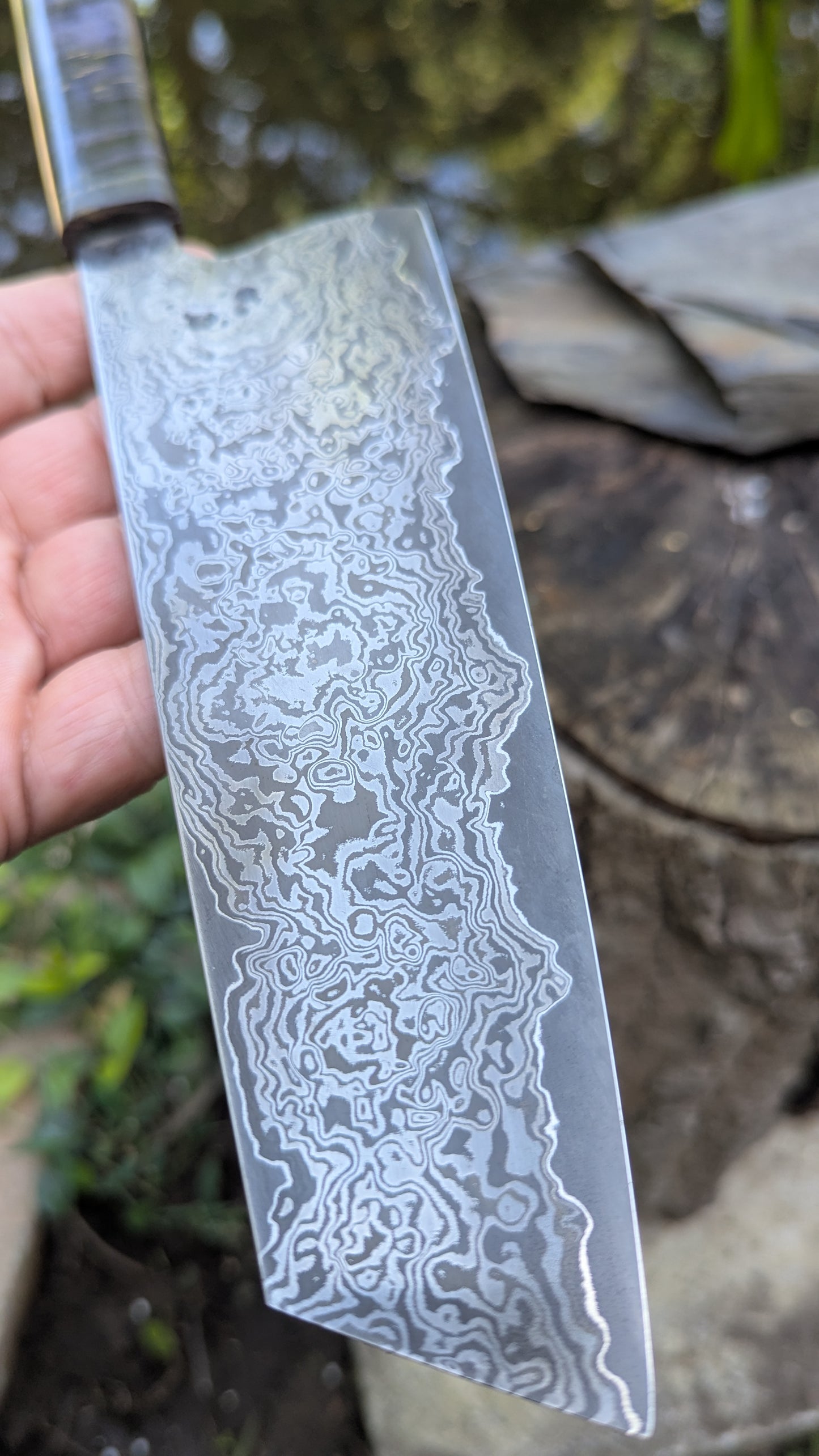 Bunka 190mm ApexUltra-Nickel-Damascus, Amboyna Burl