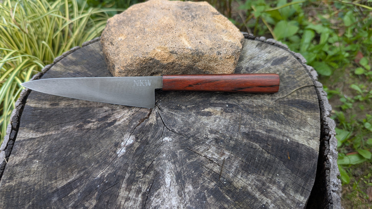 Handmade Everyday knife. ApexUltra carbon steel. Repurposed Rosewood