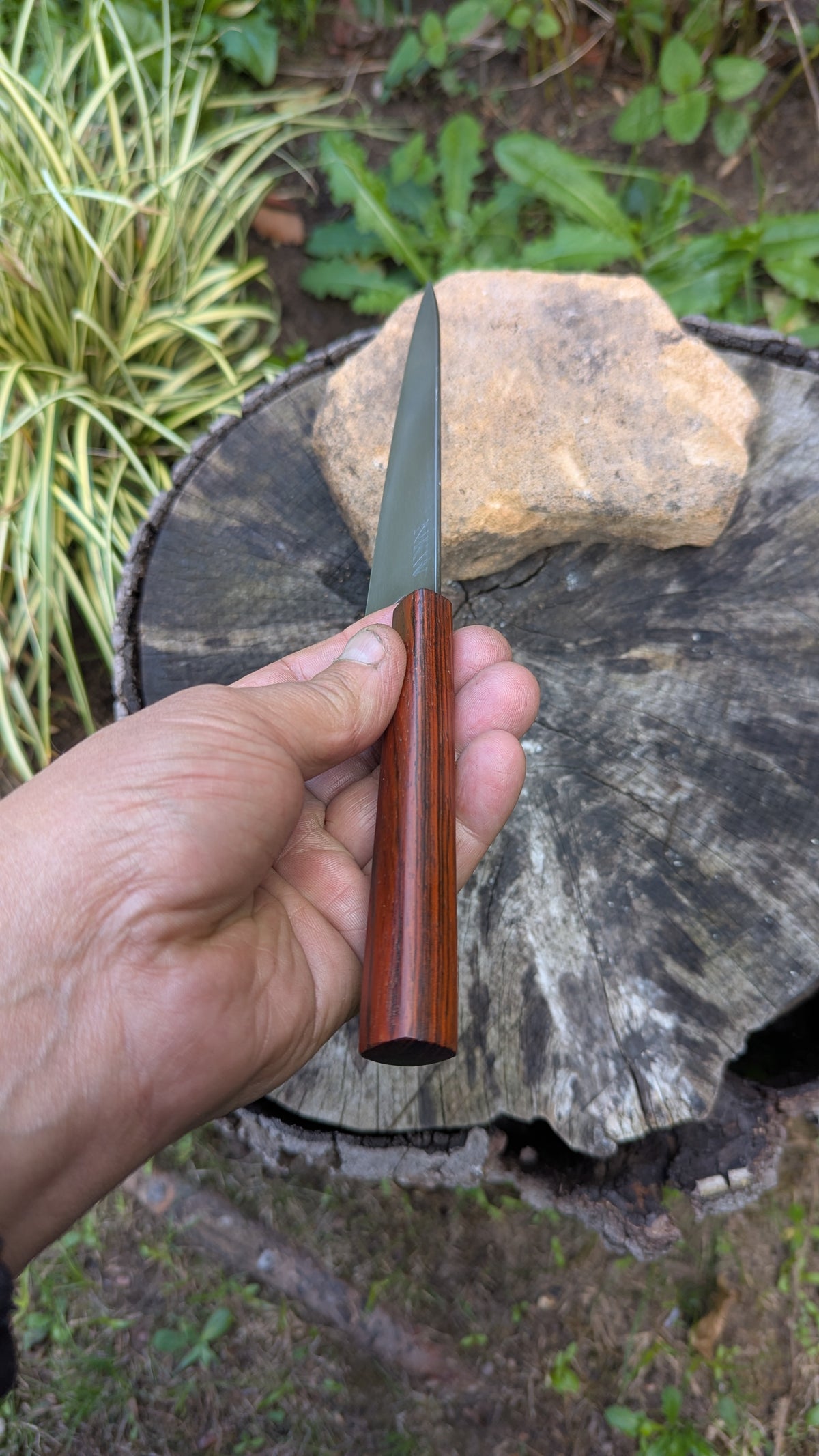 Handmade Everyday knife. ApexUltra carbon steel. Repurposed Rosewood
