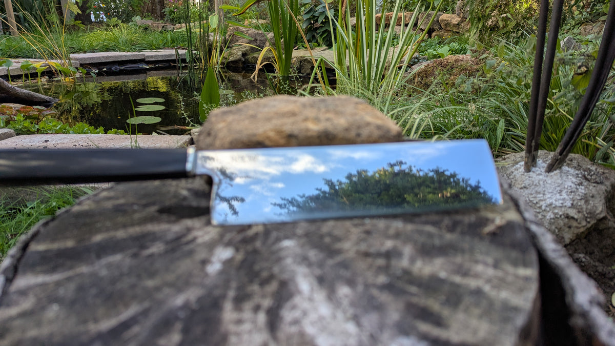 Handmade 180mm Nakiri – Alleima® 10C28Mo2 Stainless Steel & Richlite® Black Diamond