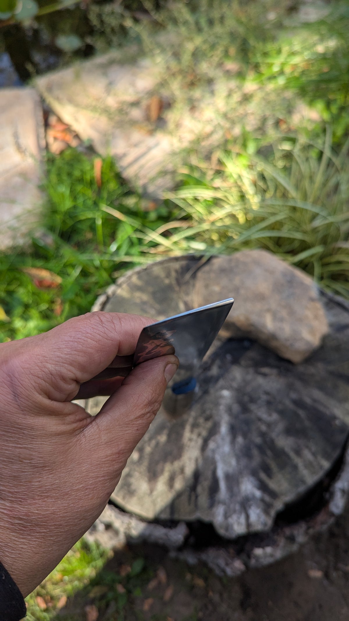 Nakiri 170mm Takefu Cu-Mai : DPS V-Toku2 Core Stainless Steel Clad San Mai. Turkish Walnut handle