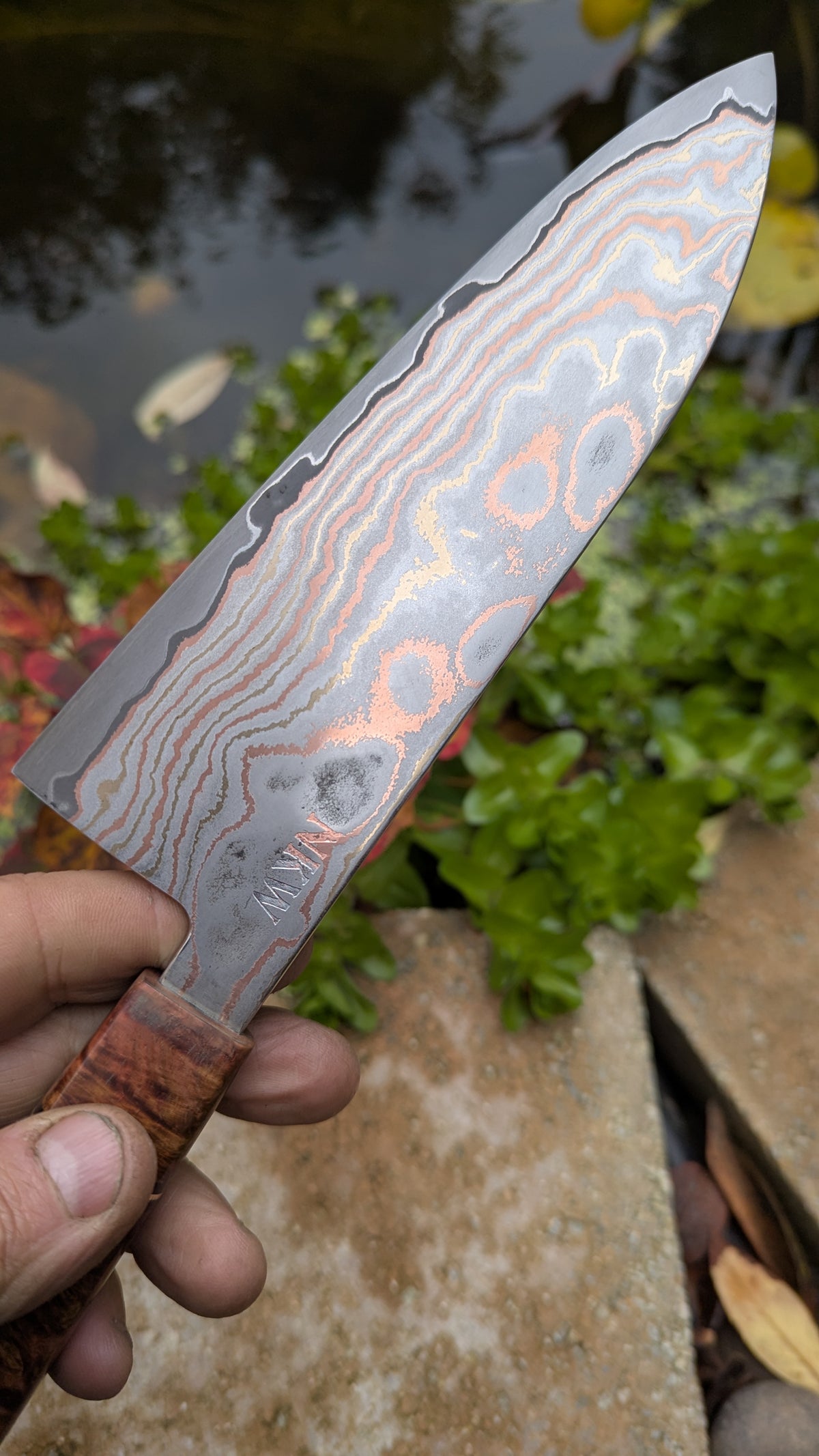 Santoku 170mm Yu-Shoku VG10W and Amboyna Burl Handle
