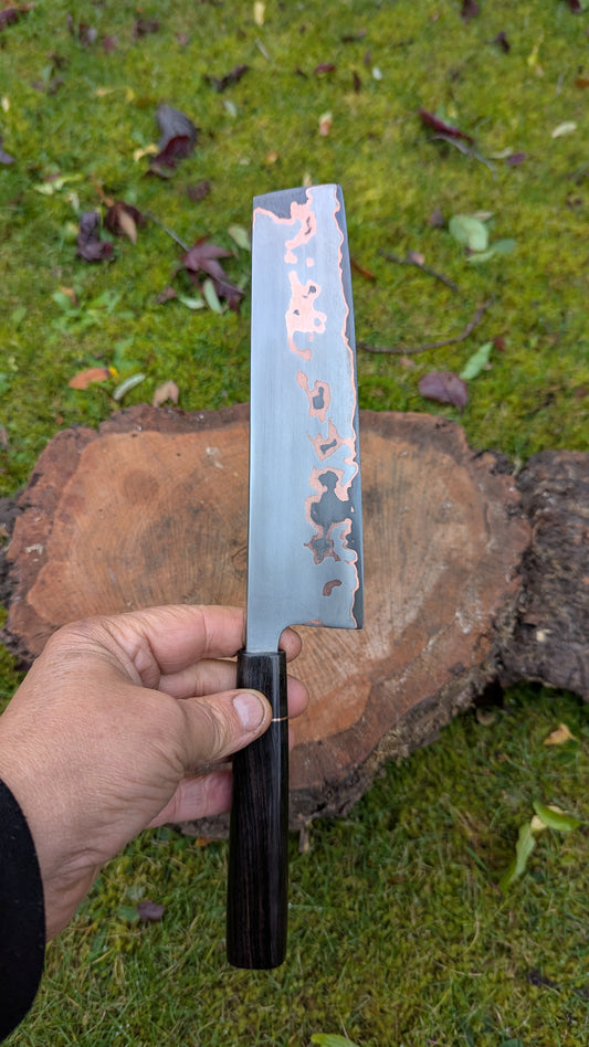 Nakiri 170mm Takefu Cu-Mai San Mai, African Blackwood