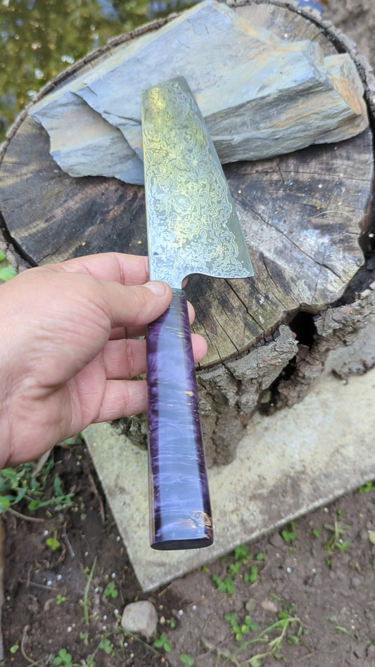 Bunka 190mm ApexUltra-Nickel-Damascus, Amboyna Burl