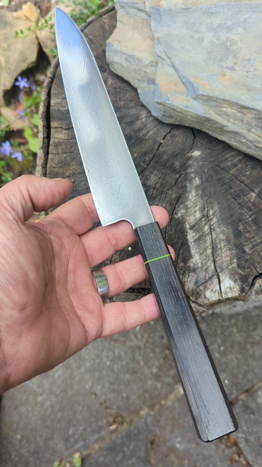 Handmade 8" ApexUltra carbon steel. 5600 years old Bog Oak handle