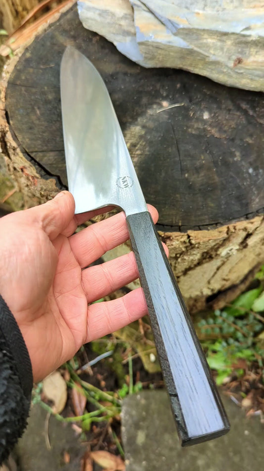 Hand made 8" ApexUltra carbon steel. 5600 years old bog oak